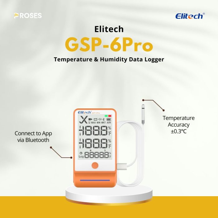 Elitech GSP-6Pro Temperature Humidity Data Logger Bluetooth