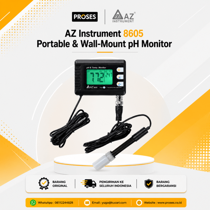 AZ Instrument 8605 Portable & Wall-Mount pH Monitor
